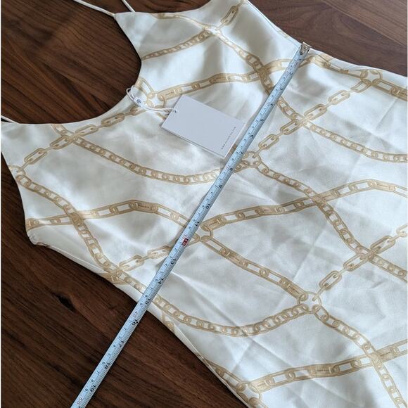 NWT Anine Bing Lisette Chain Printed 100% Silk-charmeuse Slip Mini Dress, size L - Picture 7 of 9